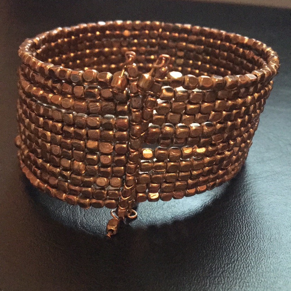Beaded Bronze Cuff Bracelet - Picture 2 of 4